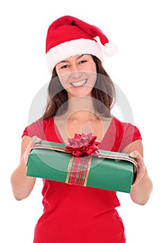 Woman holding christmas gift