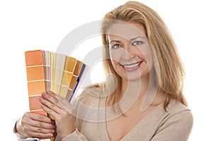 Woman holding color chart