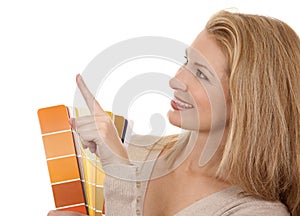 Woman holding color chart