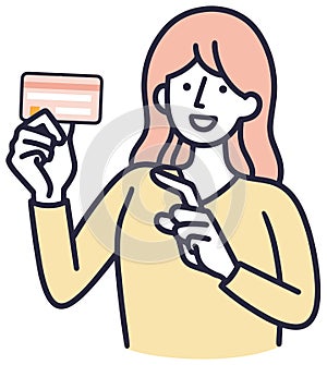 Woman holding a credit card Simple Illustration