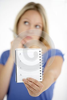 Woman Holding Diary