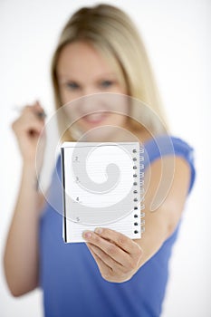 Woman Holding Diary