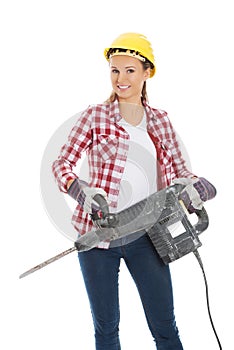 Woman holding drill