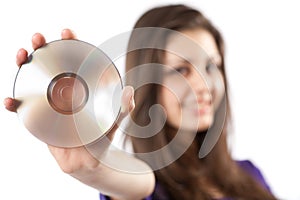 Woman holding dvd