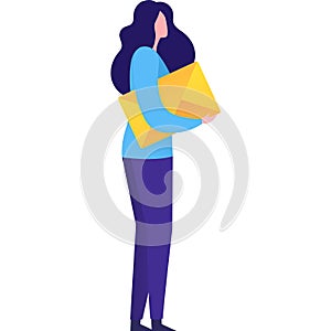 Woman holding envelop email letter vector icon