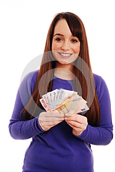 Woman holding euros