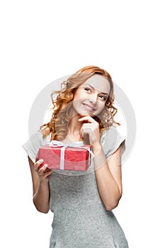 Woman holding gift