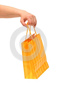 Woman holding gift bag