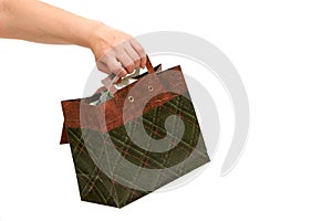 Woman holding gift bag