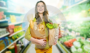 Woman holding a grocery bag