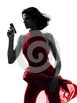 woman holding gun silhouette