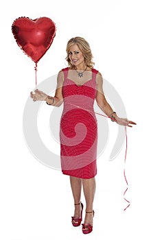 Woman Holding Heart Shaped Ballon