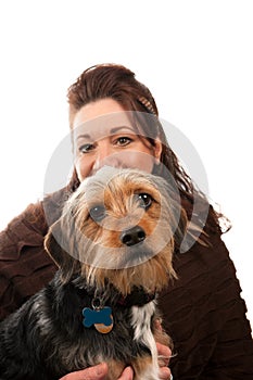 Woman Holding Her Pet Dog