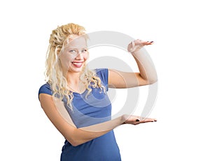 Woman holding invisible object