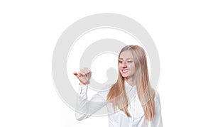 Woman holding keys from new house. Real estate agent showing keys.