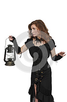 Woman holding lantern