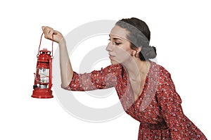 Woman holding lantern