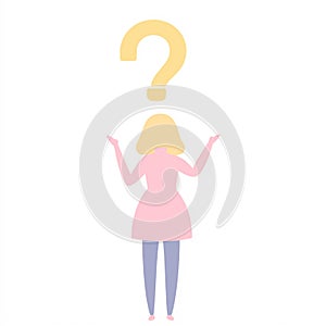 woman Holding a large question mark above head vector