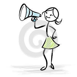 Woman holding a megaphone - Business news or sales concept