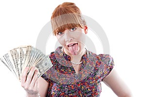 Woman holding money