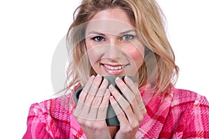 Woman holding mug