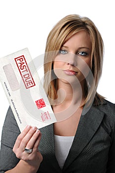 Woman Holding Past Due Envelope