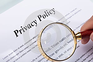 Woman Holding Pen Over Privacy Policy Form