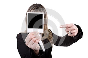 Woman holding a photo