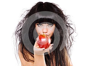 Una donna possesso mela 