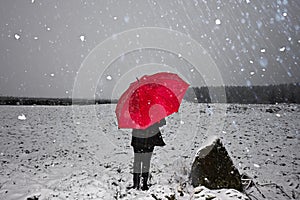 woman with red umbrella photo