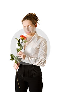 Woman holding rose