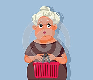 Woman Holding Shopping Basket Vector Cartoon Character