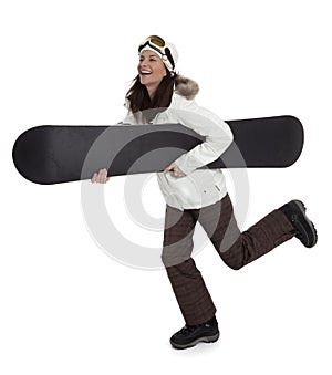 Woman Holding Snowboard