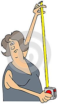 Woman holding up a tape measure