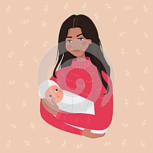 A woman holds a newborn baby in her arms