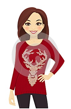 Woman in holiday sweater