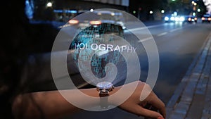 Woman with hologram Holography