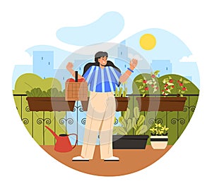 Woman with home grown harvest concept