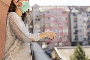 Woman in home isolation during coronavirus pandemic photo