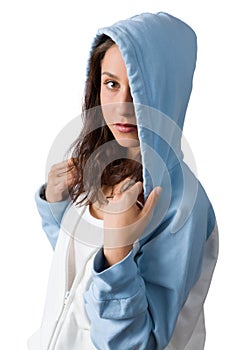 Woman in hooded sweater