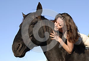 Woman and horse photo