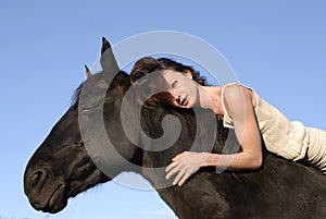 Woman and horse photo
