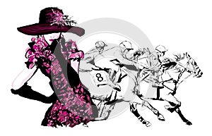 Woman in a horse racecourse