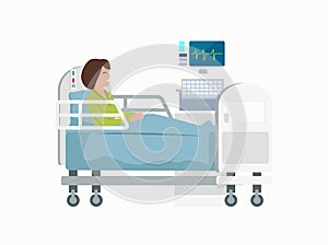 Woman on Hospital Bed Icon Vector Illustration