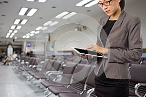 Woman in a hospital waiting room.