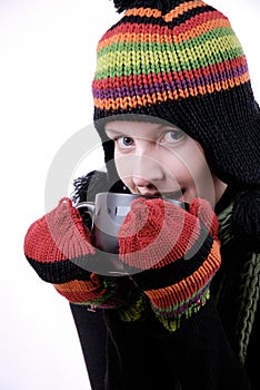 Woman with hot beverage