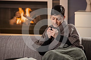 Woman with hot drink