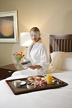 Woman With Hotel Room Service