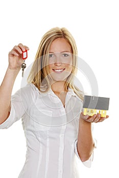 Woman with house and apartment keys