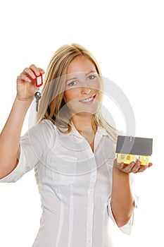 Woman with house and apartment keys